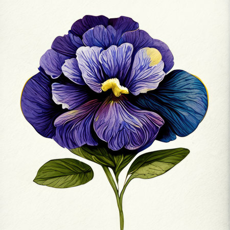 Violet pansy flower on a white background.の素材