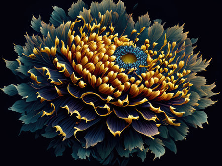 A chrysanthemum on black background.の素材