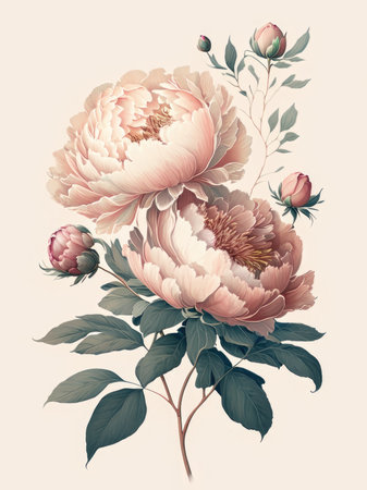 Bouquet of peonies in vintage style.の素材