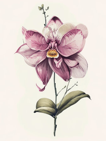 Beautiful pink orchid flower isolated on white background.の素材
