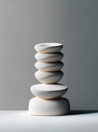a stack of white stones on a gray backgroundの素材