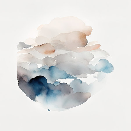 Watercolor clouds on white background.の素材