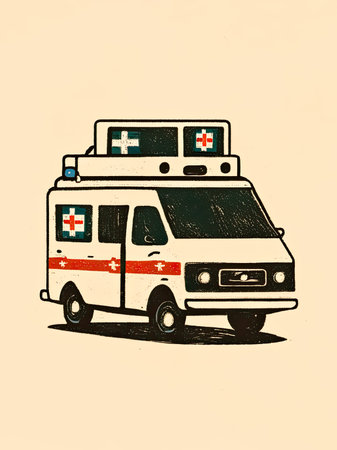 Ambulance car in retro style.の素材