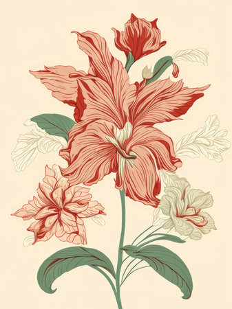 A pink and orange hibiscus flower.の素材