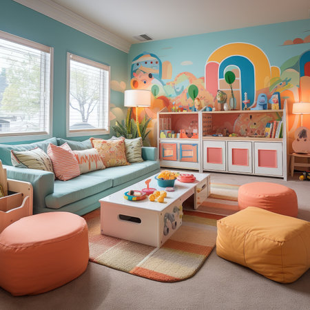 Interior of children's room with toysの素材