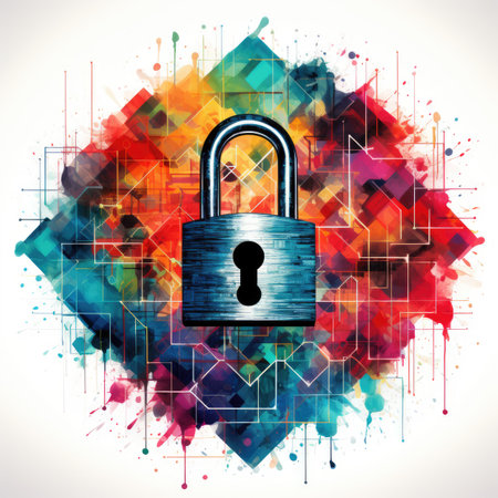 Abstract colorful background with padlock.の素材