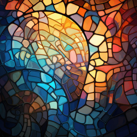 Abstract stained-glass mosaic background. Stained-glass window.の素材