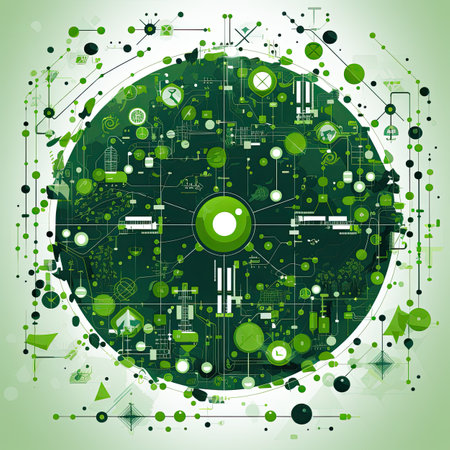 Abstract technological background with various technological elements.の素材