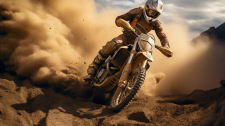 Motocross rider in action on the desert.の素材