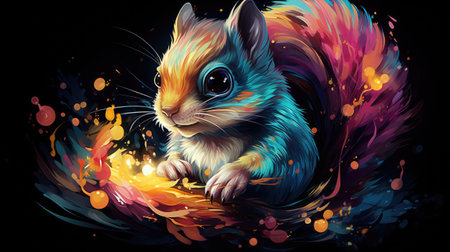 Funny hamster on a background of fire.の素材