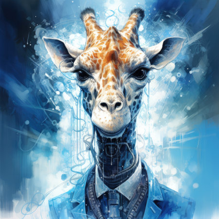 Giraffe with music notes in his head.の素材