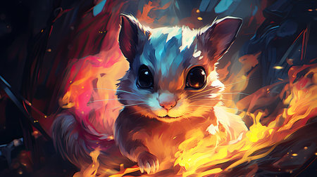 a cute hamster in the fire.の素材
