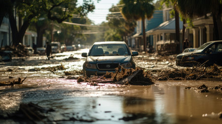 Flooded street after heavy rainの素材