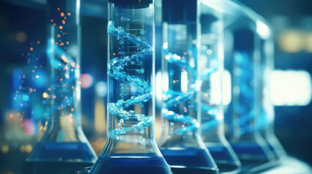 Laboratory glassware, science research and development concept.の素材