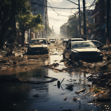 Flooded street after heavy rainの素材