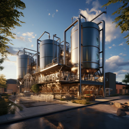 a brewery in the middle of a small townの素材