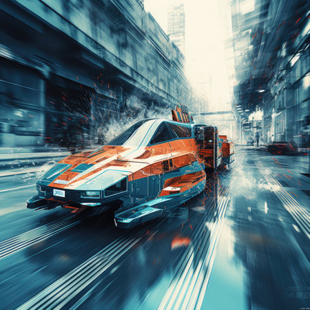 Car on the road with motion blur background.の素材
