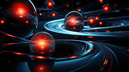 Abstract background with glowing spheres.の素材