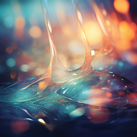 Drops of water on a color background.の素材