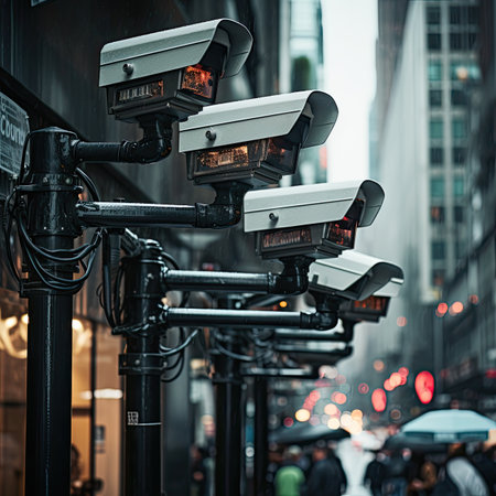 Cctv cameras on the street in City,の素材
