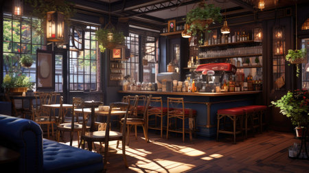 A beautiful vintage bar in a pub or restaurantの素材