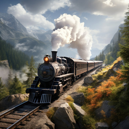 Vintage steam train in the high mountains.の素材