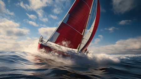 Sailing yacht in the sea.の素材