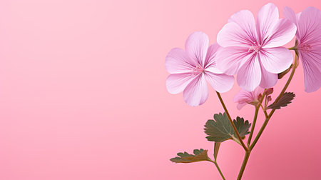 Geranium flowers on a pink background.の素材
