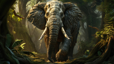 Elephant in the forest. Animal in the jungle.の素材