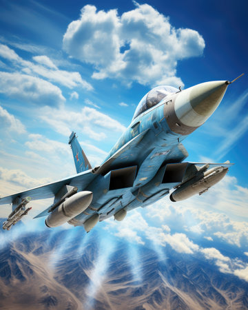 Fighter jet fighter in the sky.の素材