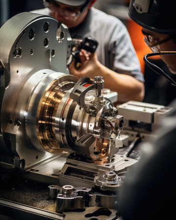 Industrial machining center. CNC lathe machine. Metalworking industry.の素材