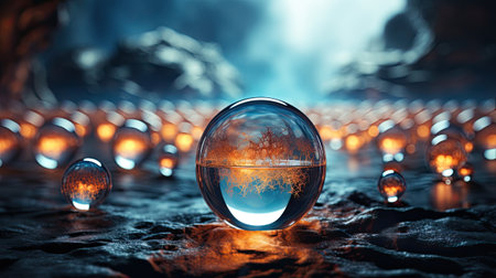 Magic crystal ball. Futuristic technology background.の素材