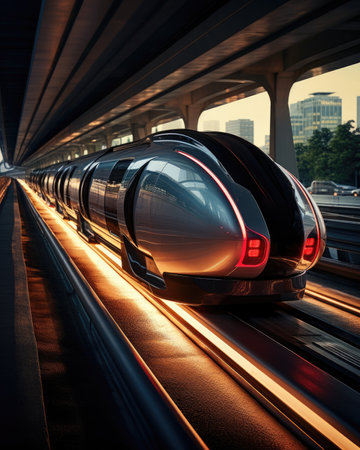 High speed train with motion blur. Concept of fast and convenient transportation.の素材