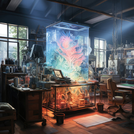 a modern office interior design with an aquarium.の素材