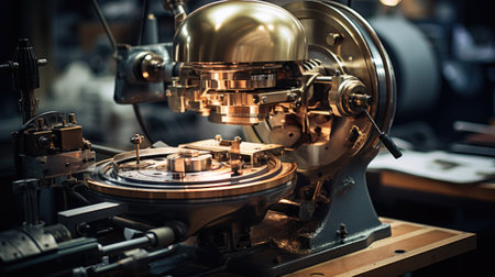 Close-up of a lathe. Small depth of field.の素材