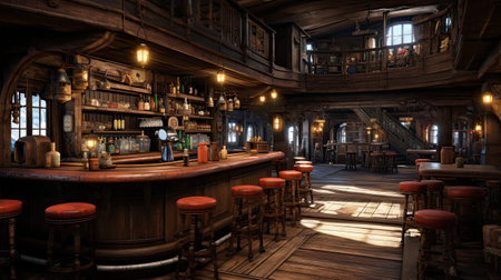 Interior of a pub in the old townの素材