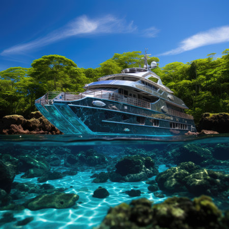 Luxury yacht in the tropical sea.の素材