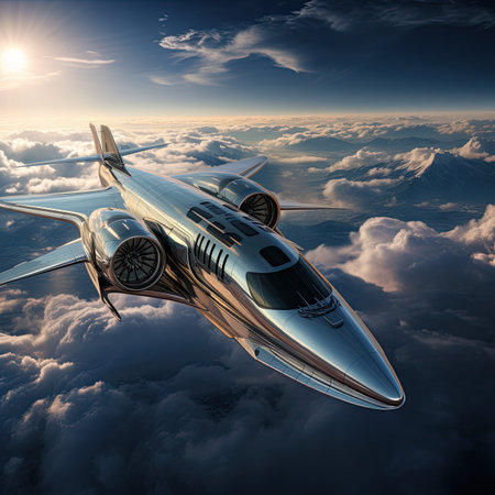 a spaceship over the clouds.の素材