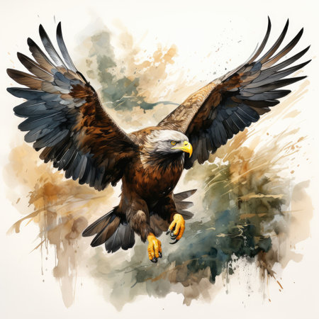 Watercolor Eagle flying in the air.の素材