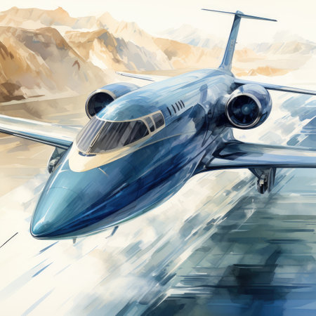 airplane flying in the sky over the mountains.の素材