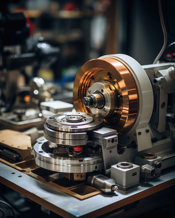 The CNC lathe machine cutting the metal part. The hi-precision machining concept.の素材