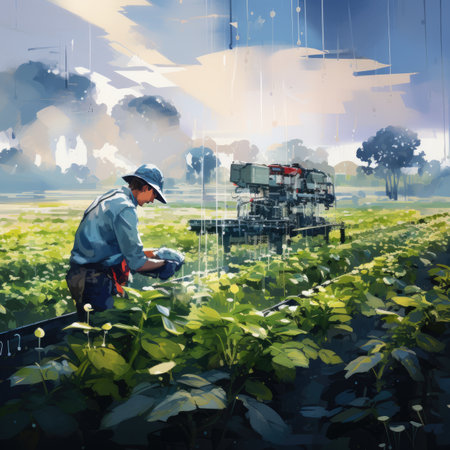 farmer working on field with combine harvester.の素材