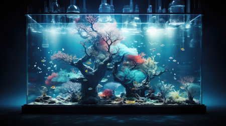 Underwater world aquarium with corals and algae.の素材