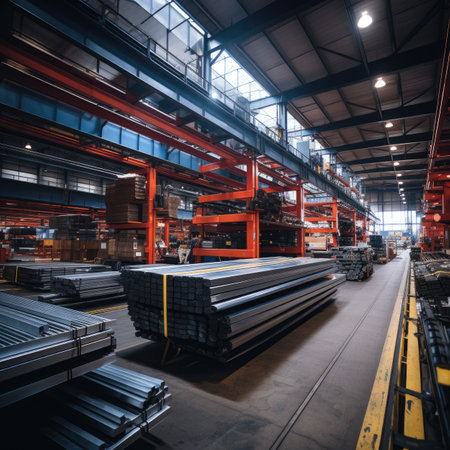 Interior of a modern warehouse. Industrial background. Industrial background.の素材