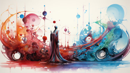 abstract colorful background with waves and circles.の素材