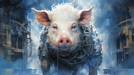 a pig in the steam punk steam punk styleの素材