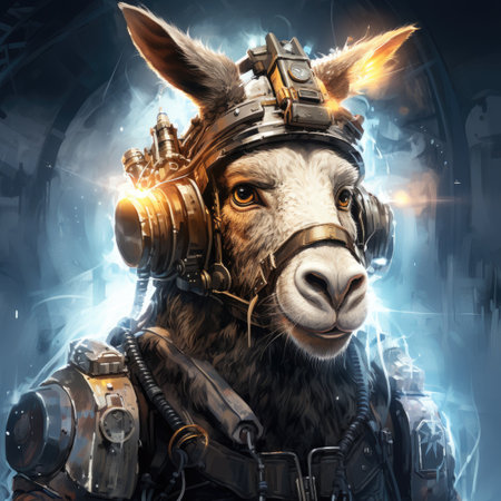 Astronaut with a donkeys head in space.の素材