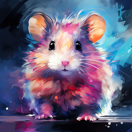 Cute hamster on abstract background.の素材