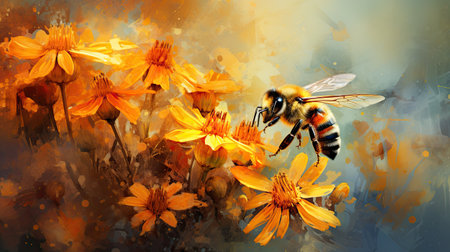 Bee on a flower.の素材