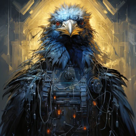 a bald eagle in a futuristic setting.の素材
